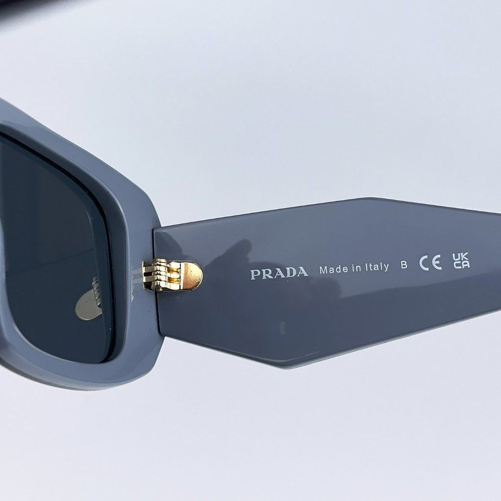 Prada PR17WS 11N09T Sunglasses Marble Gray Graphite Black Rectangle Unisex - Picture 10 of 14